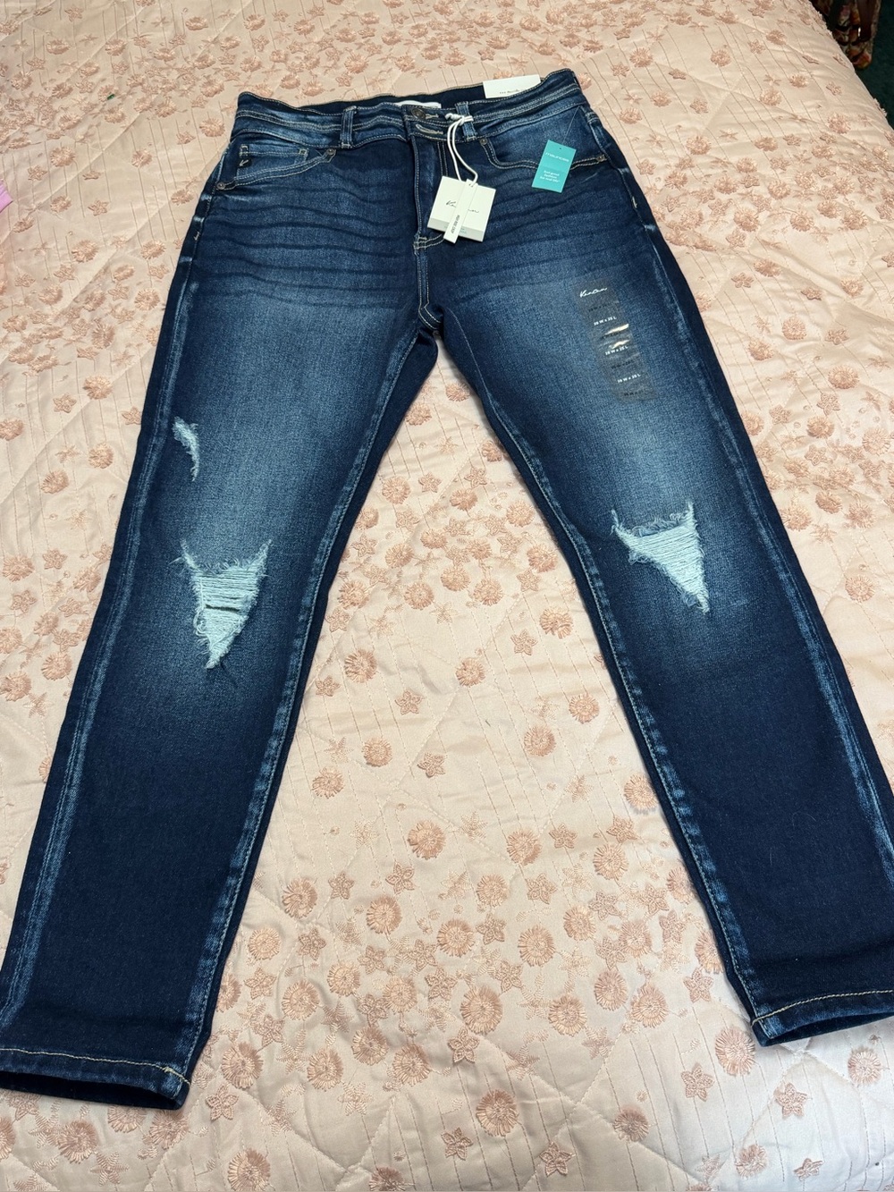 Maurices Dark Blue Distressed high rise crop jeans size 28x25